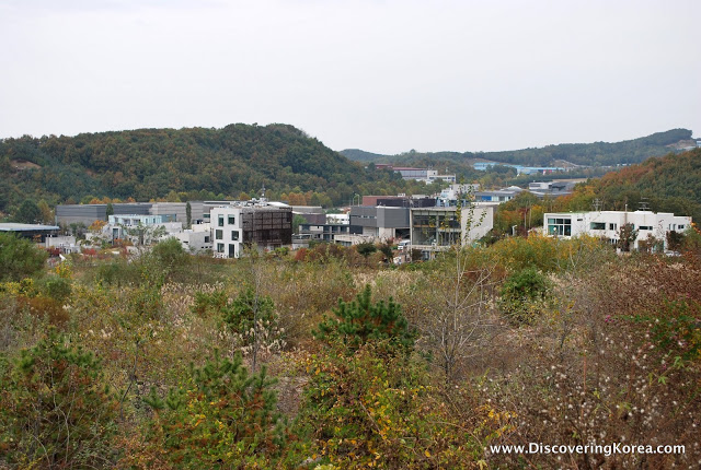 A view overlooking the completed buildings at Heyri Artists Village in Paju Korea.