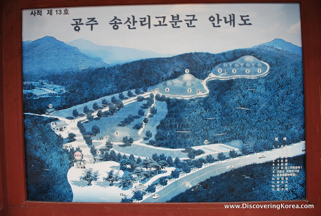 A map of the Songsanri Tombs of Gongju, Chungcheong province, Korea. 