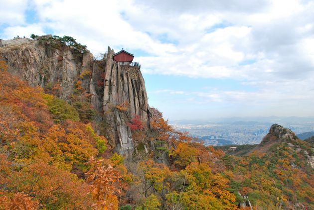 A building on to of Gwanaksan Mountain in the fall.