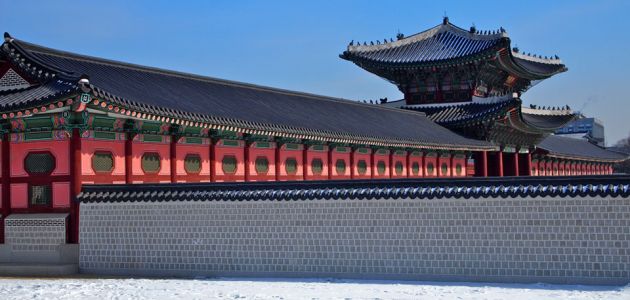 Traditional designed buildings near Incheon International Airport.