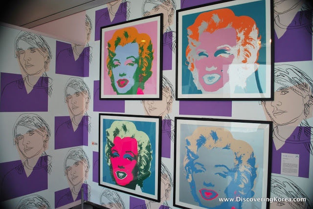 Andy Warhol's famous paintings of Marilyn Monroe, displayed at the art gallery, 63 Building.